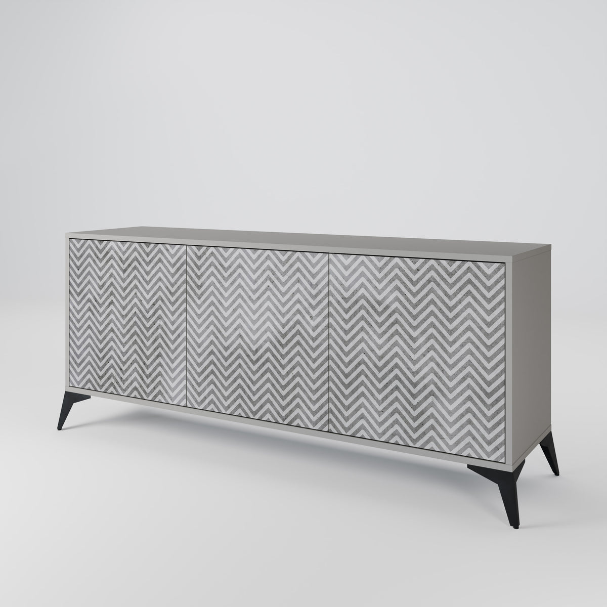 CONCRETE ZIG ZAG Skänk med tre dörrar