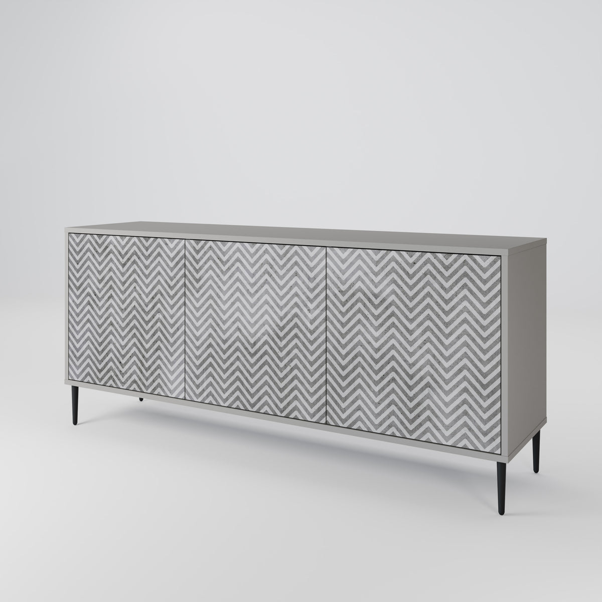 CONCRETE ZIG ZAG Skänk med tre dörrar