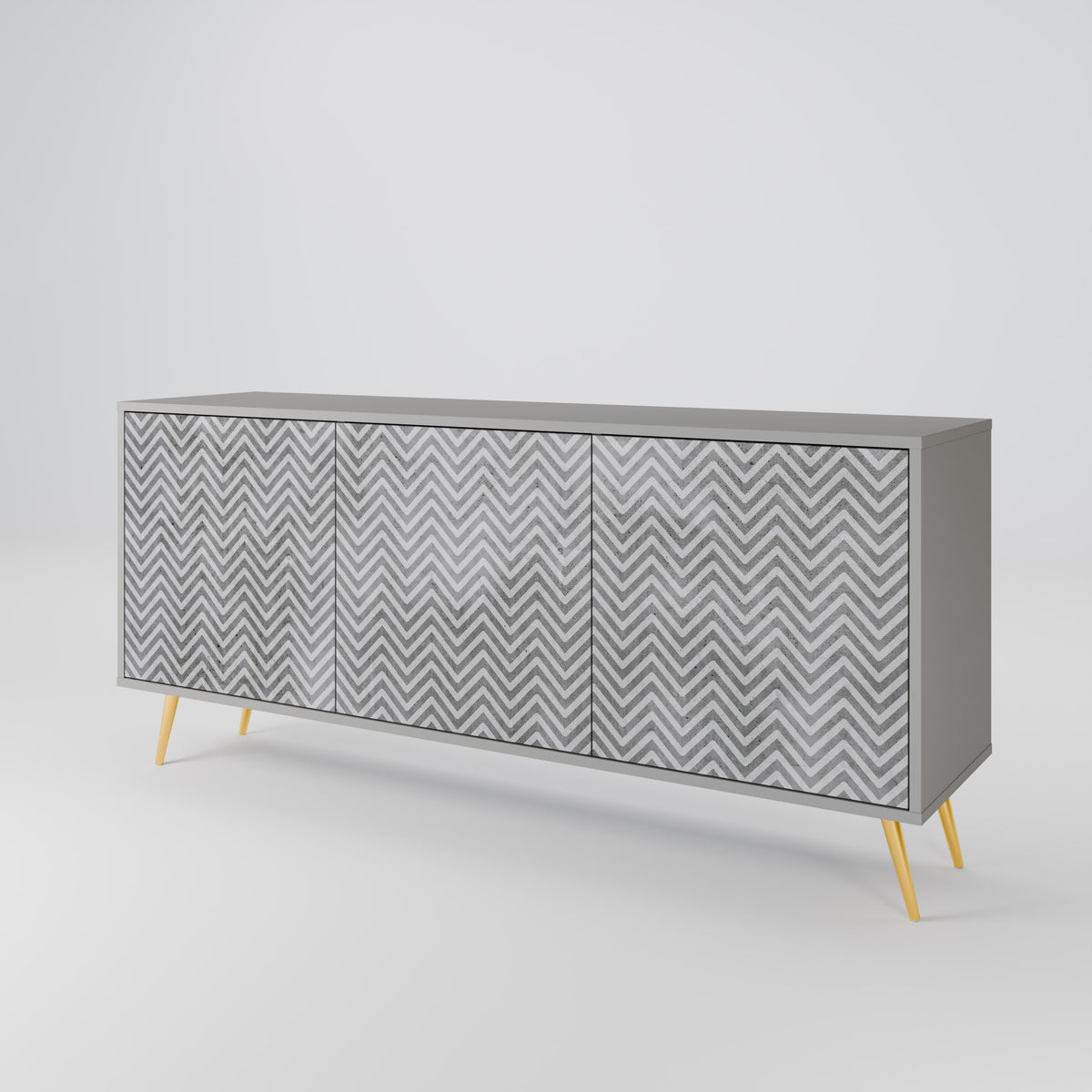 CONCRETE ZIG ZAG Skänk med tre dörrar