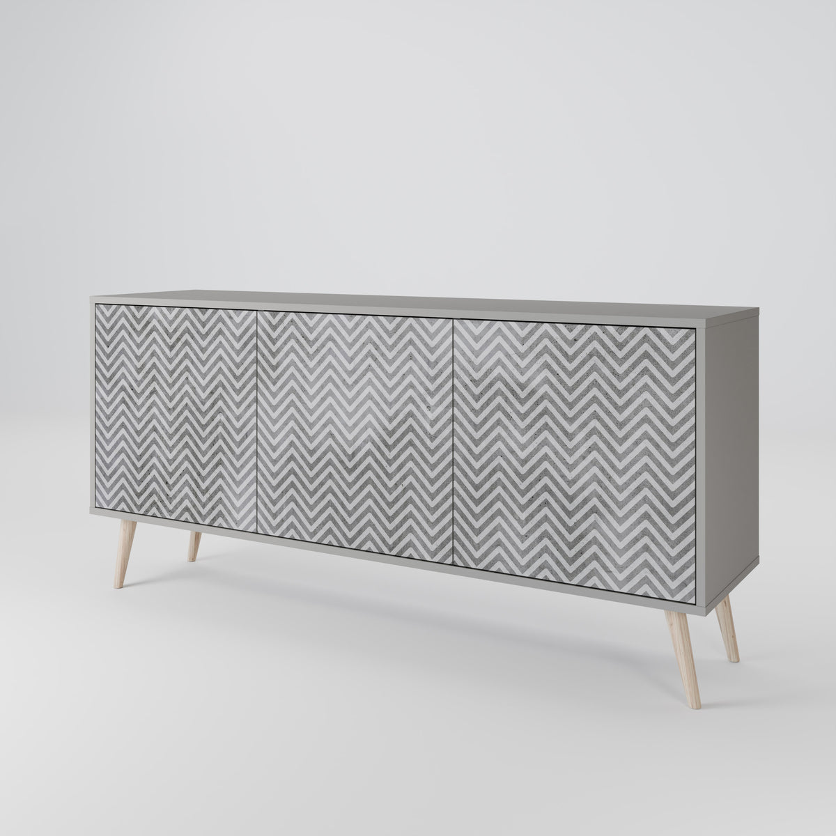 CONCRETE ZIG ZAG Skänk med tre dörrar