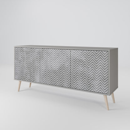 CONCRETE ZIG ZAG Skänk med tre dörrar