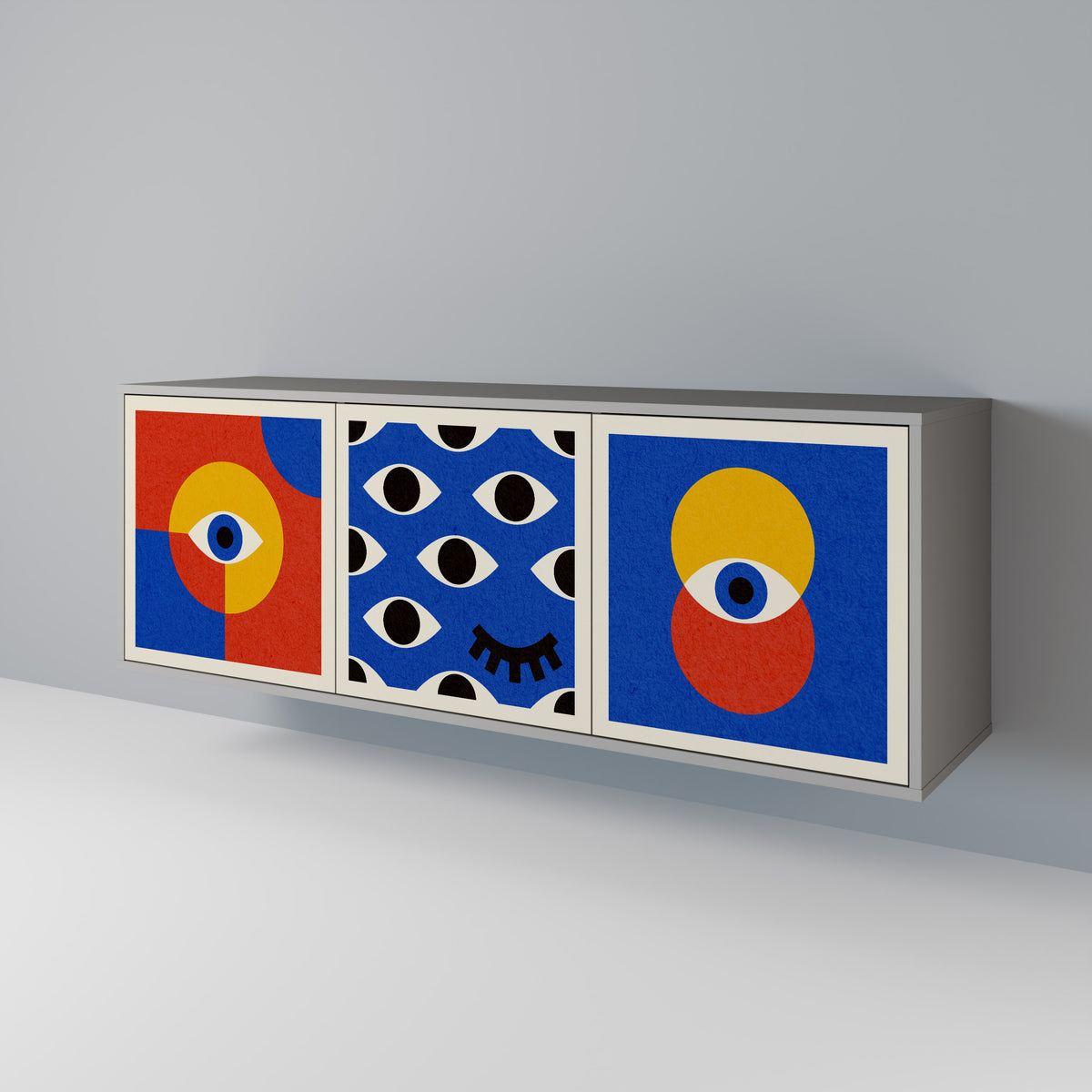 GEOMETRIC EYES Skänk med tre dörrar