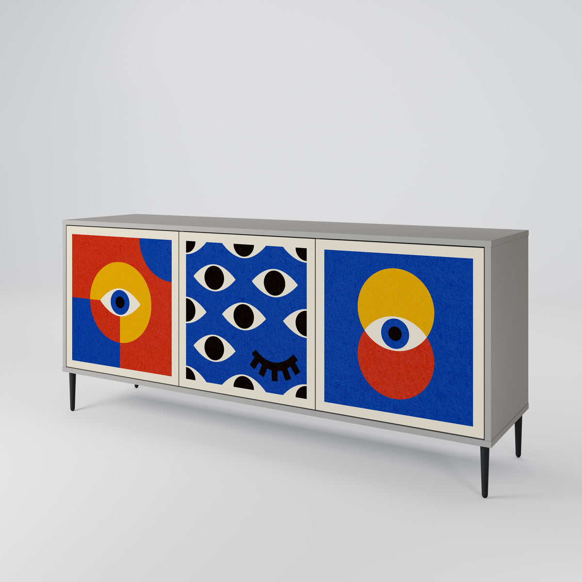 GEOMETRIC EYES Skänk med tre dörrar