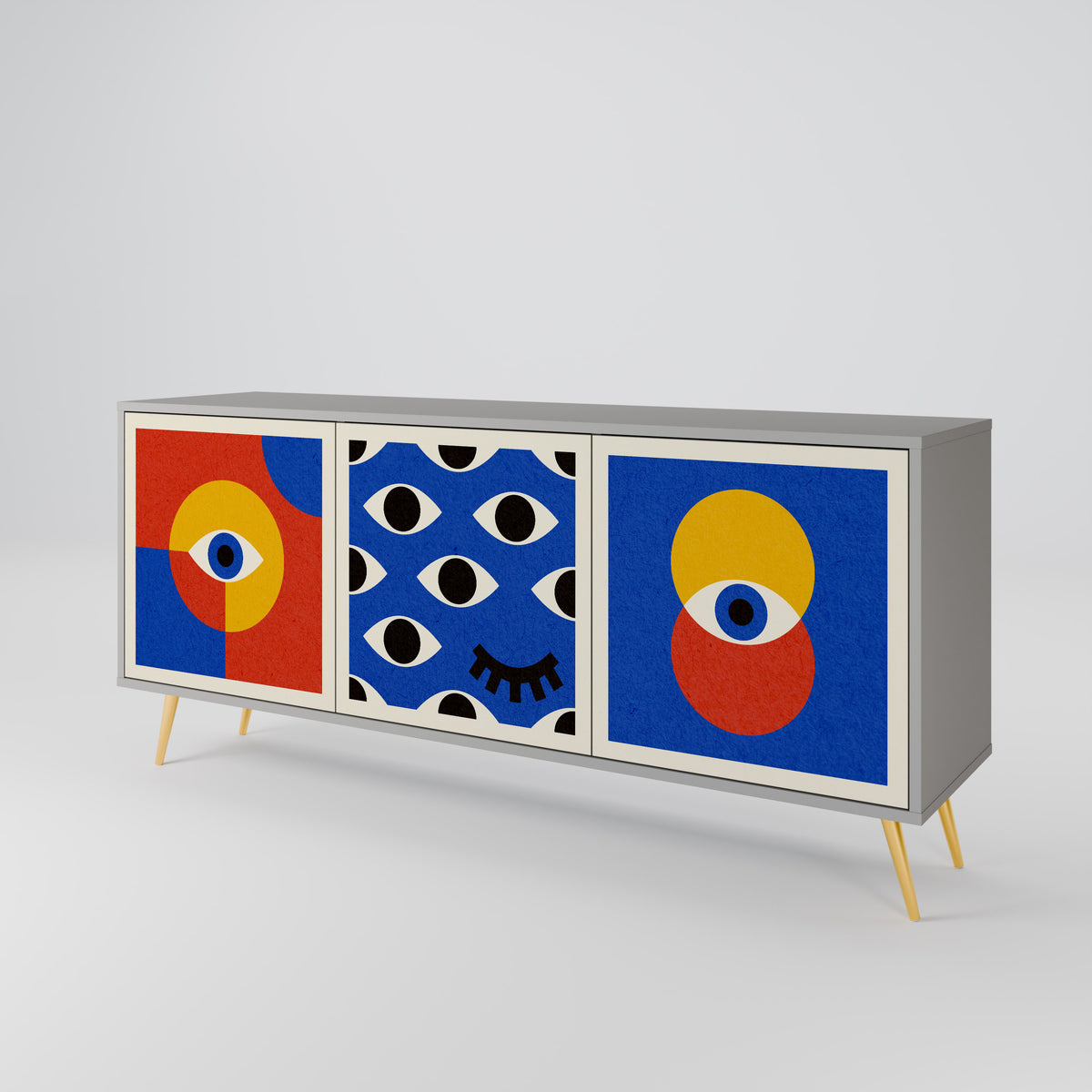 GEOMETRIC EYES Skänk med tre dörrar