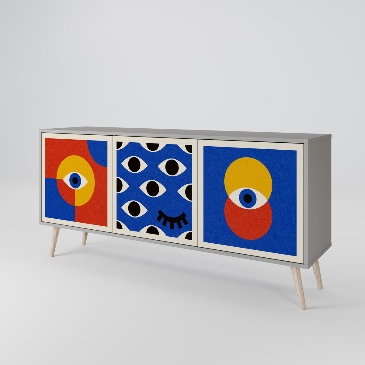 GEOMETRIC EYES Skänk med tre dörrar