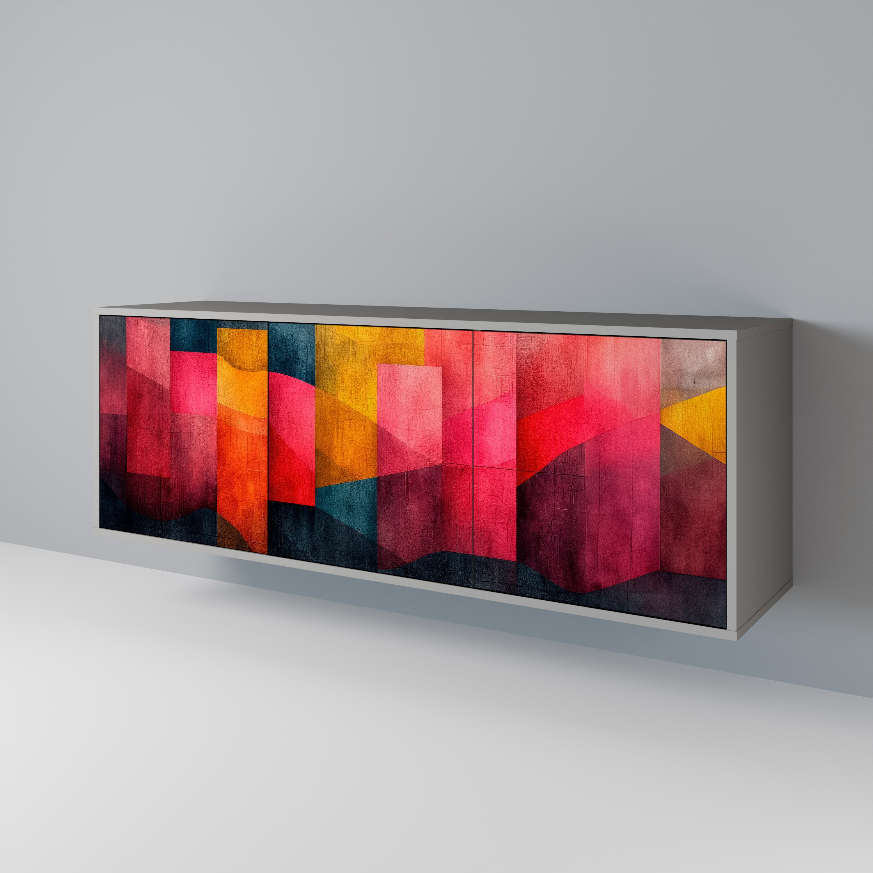 COLORFUL SOUNDS 3-Door Sideboard in Grey Finish