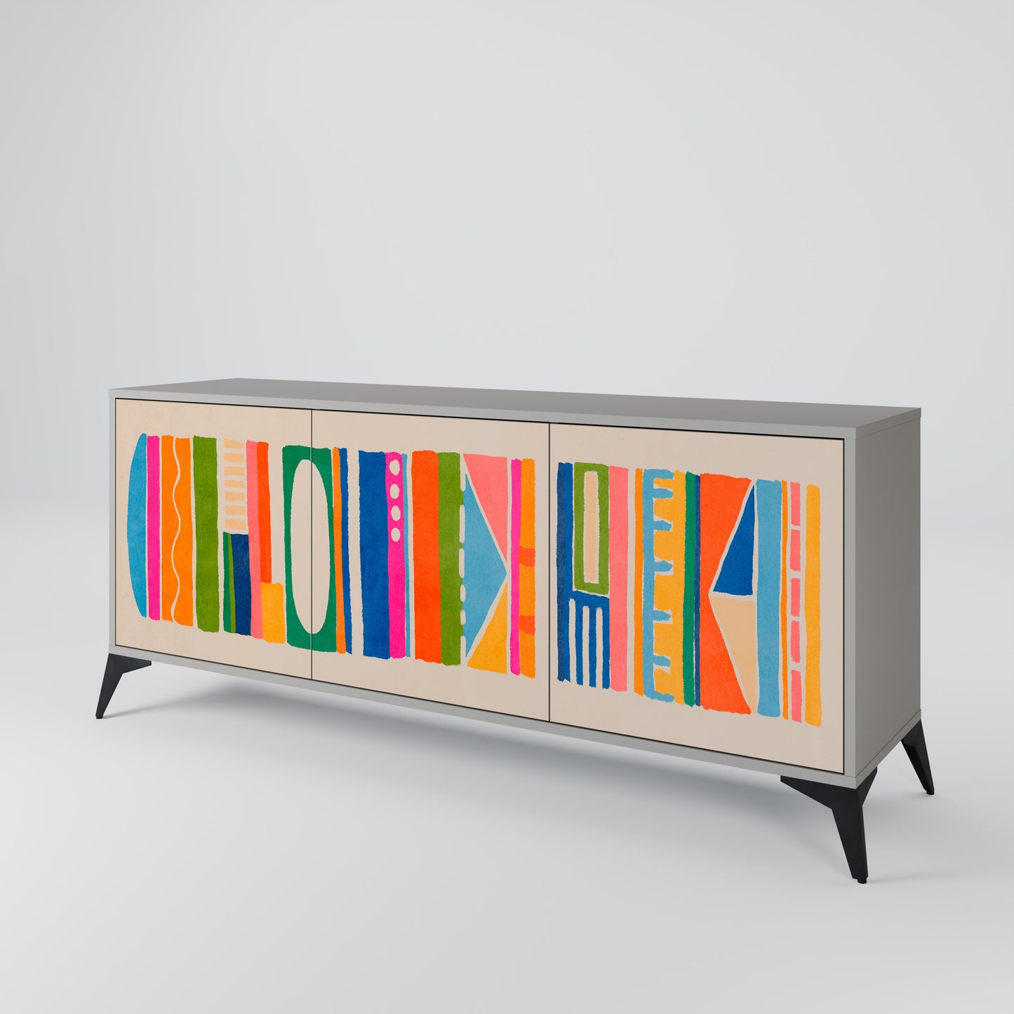 GEOMETRIC SHINE Skänk med tre dörrar