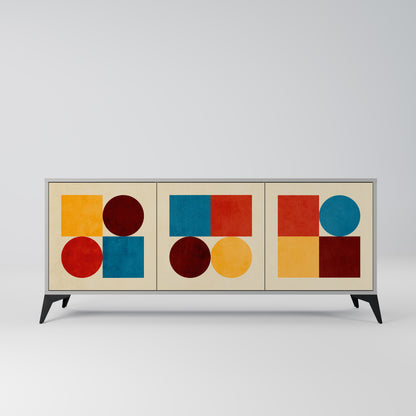 GEOMETRIC PUZZLE 3-Door Sideboard in Grey Finish