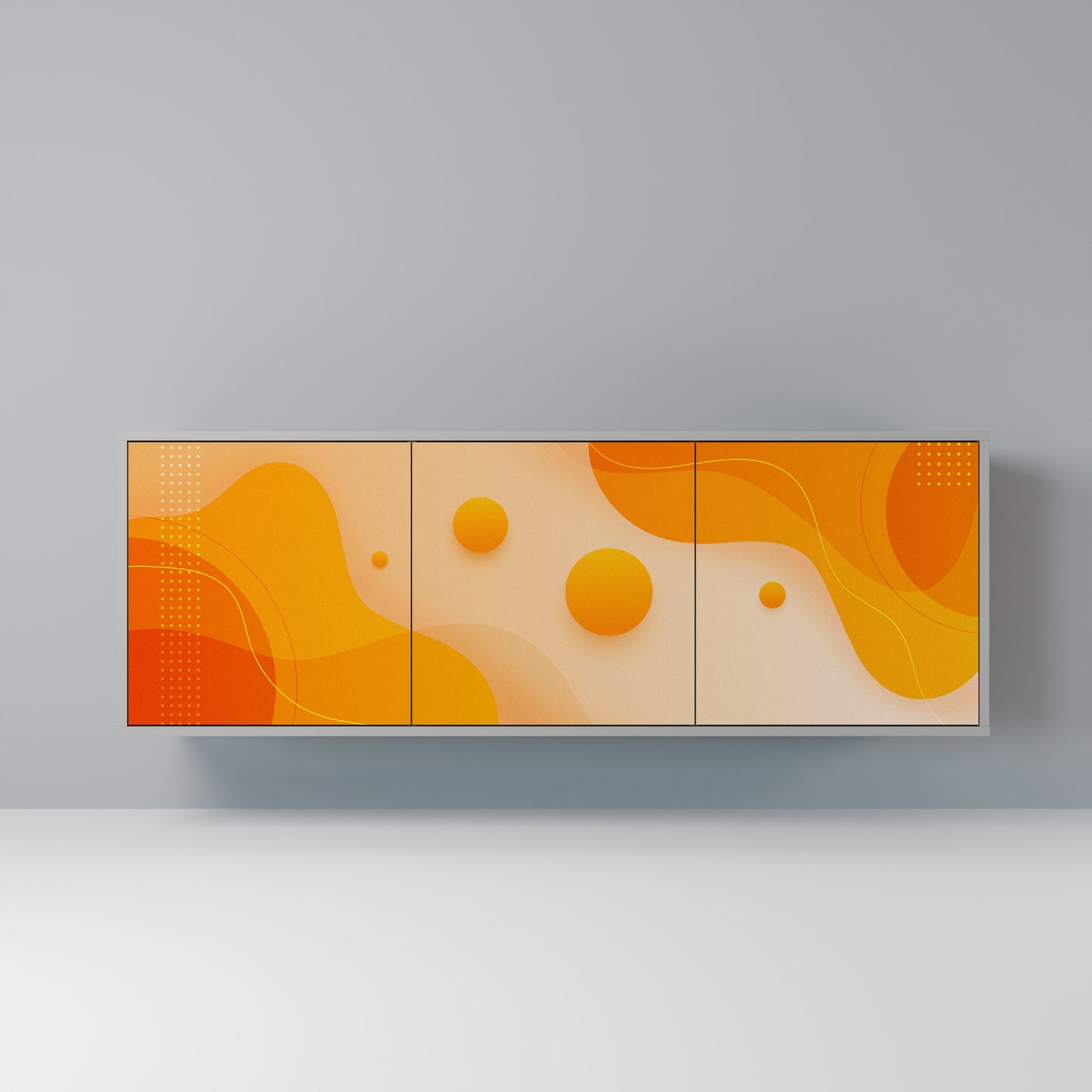 ORANGE ORDNING 3-dörrars skänk i grå finish