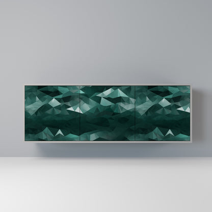 POLYGONAL FLOATING 3-Door Sideboard in Grey Finish