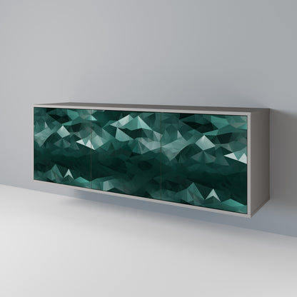 POLYGONAL FLOATING 3-Door Sideboard in Grey Finish