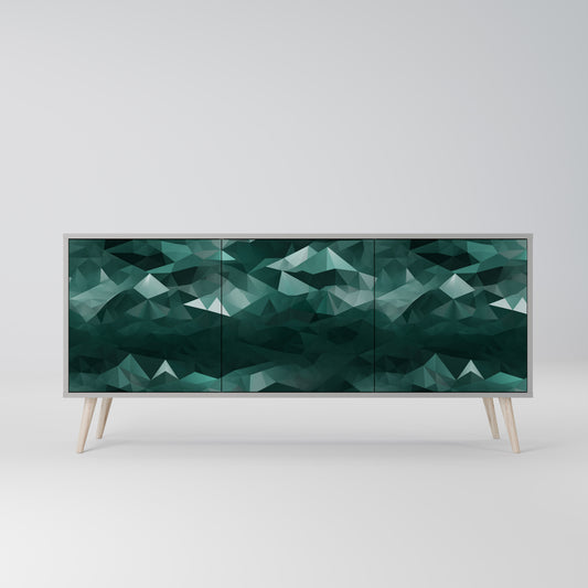 POLYGONAL FLYTANDE 3-dörrars skänk i grå finish