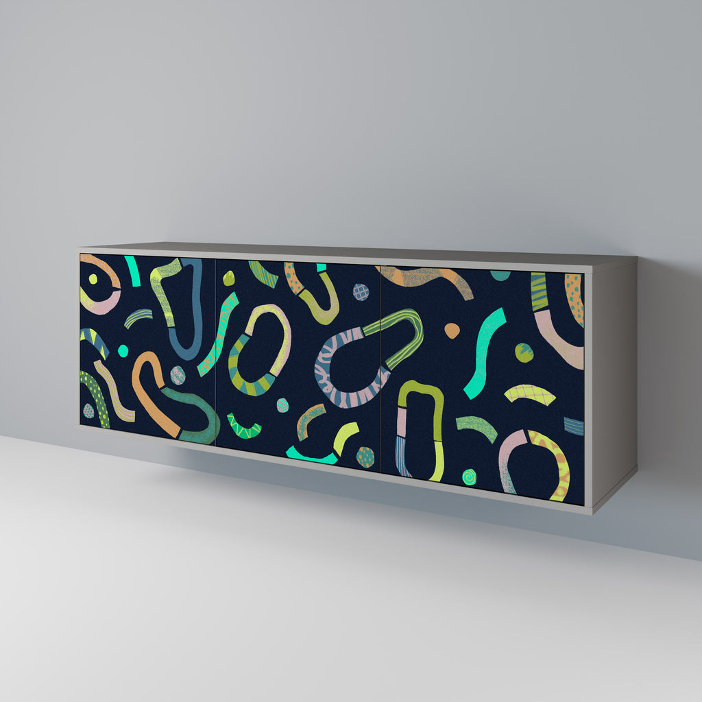 CONTRAST DANCE 3-Door Sideboard in Grey Finish