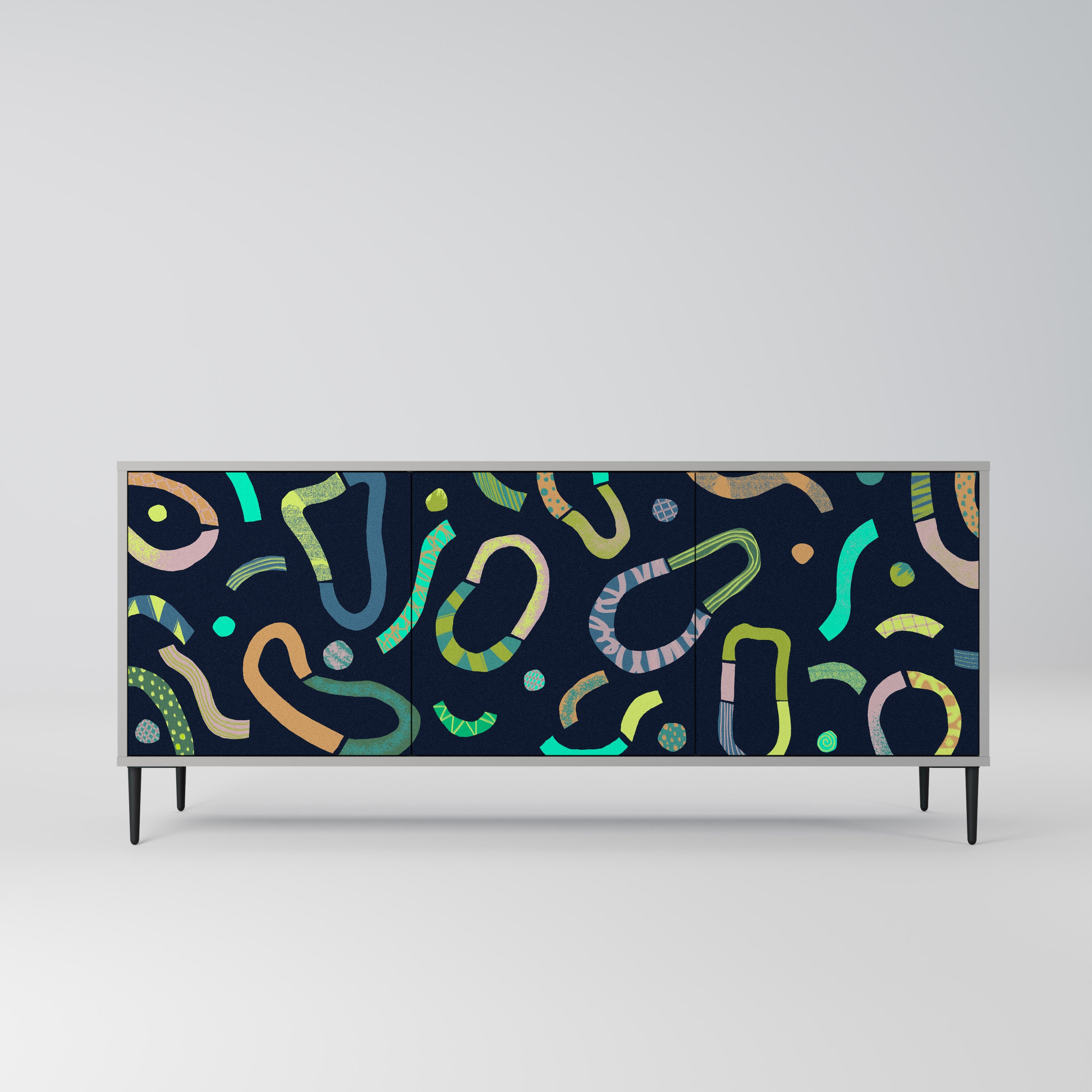 CONTRAST DANCE 3-Door Sideboard in Grey Finish