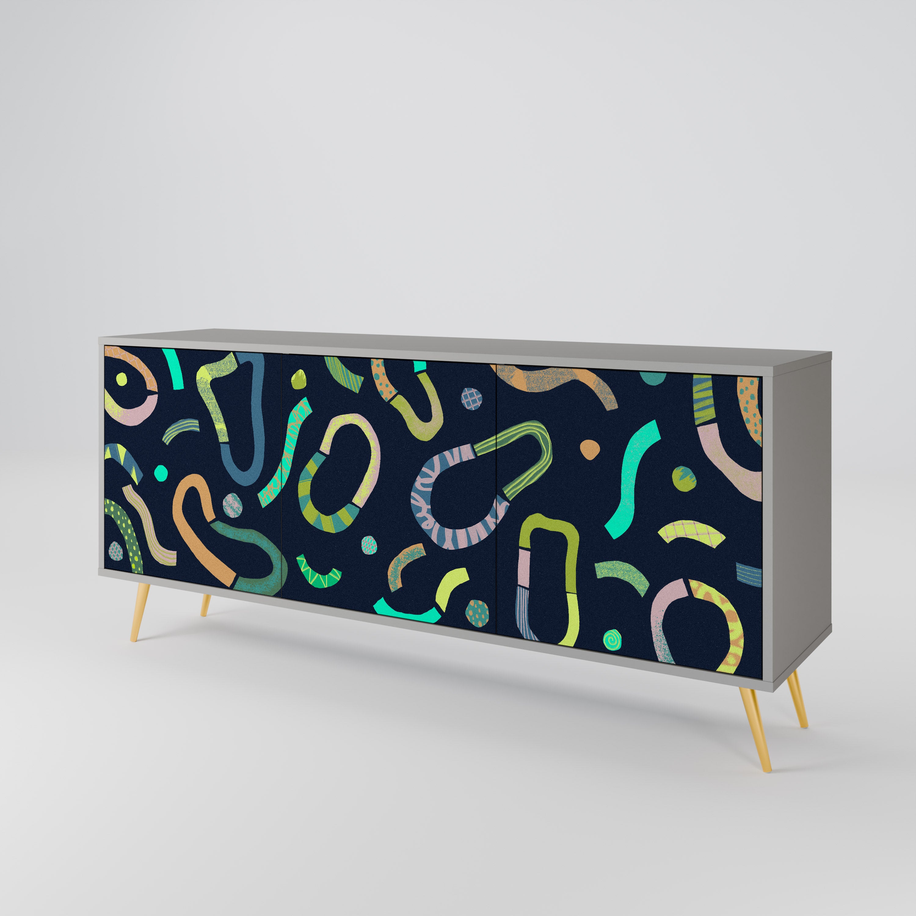 CONTRAST DANCE 3-Door Sideboard in Grey Finish
