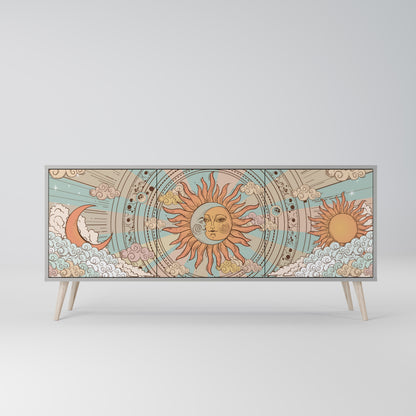 MYSTICAL STRUCTURE 3-Door Sideboard in Grey Finish