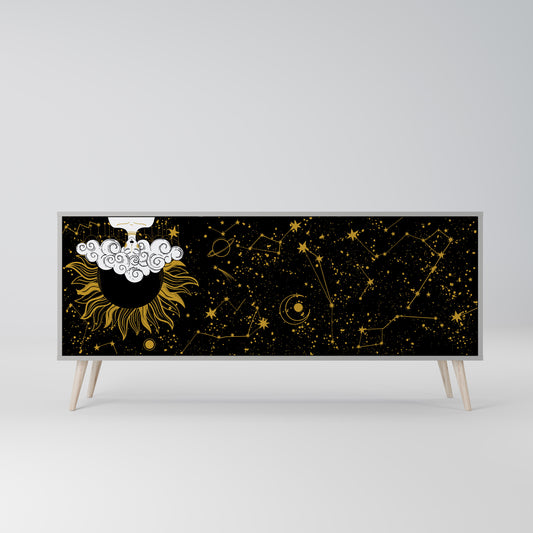STELLAR CONSTELLATIONS 3-dörrars skänk i grå finish
