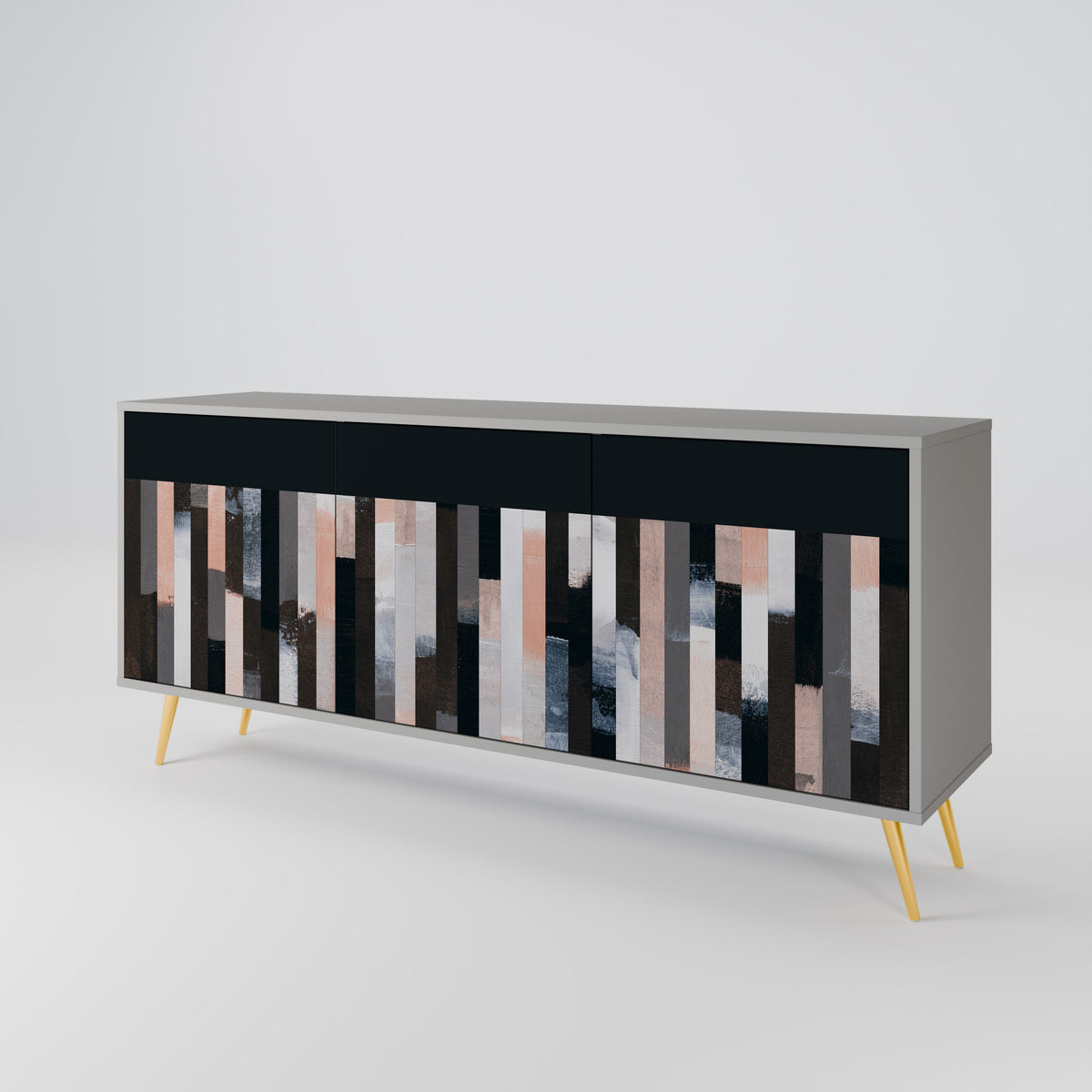 COLLAGE OF RECTANGLES Skänk med tre dörrar