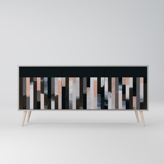 COLLAGE AV REKTANGLAR 3-dörrars skänk i grå finish