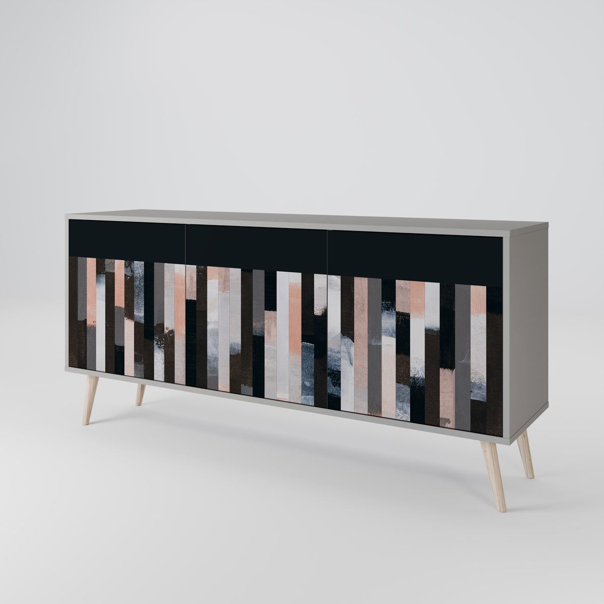 COLLAGE OF RECTANGLES Skänk med tre dörrar