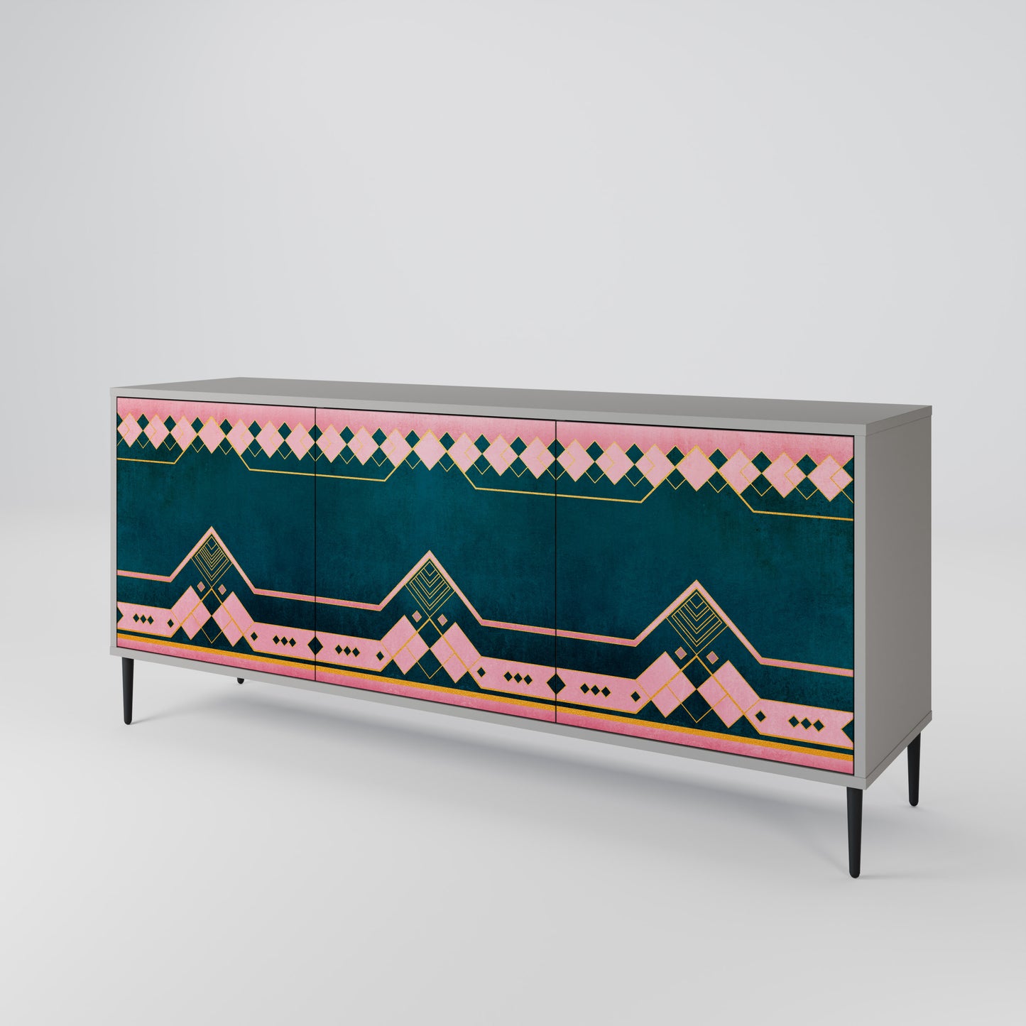 ROYAL COMPOSITION 3-Door Sideboard in Grey Finish