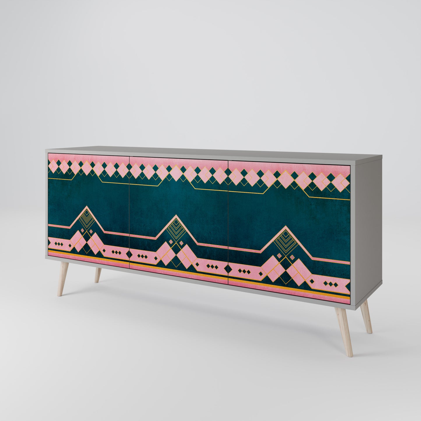 ROYAL COMPOSITION 3-Door Sideboard in Grey Finish