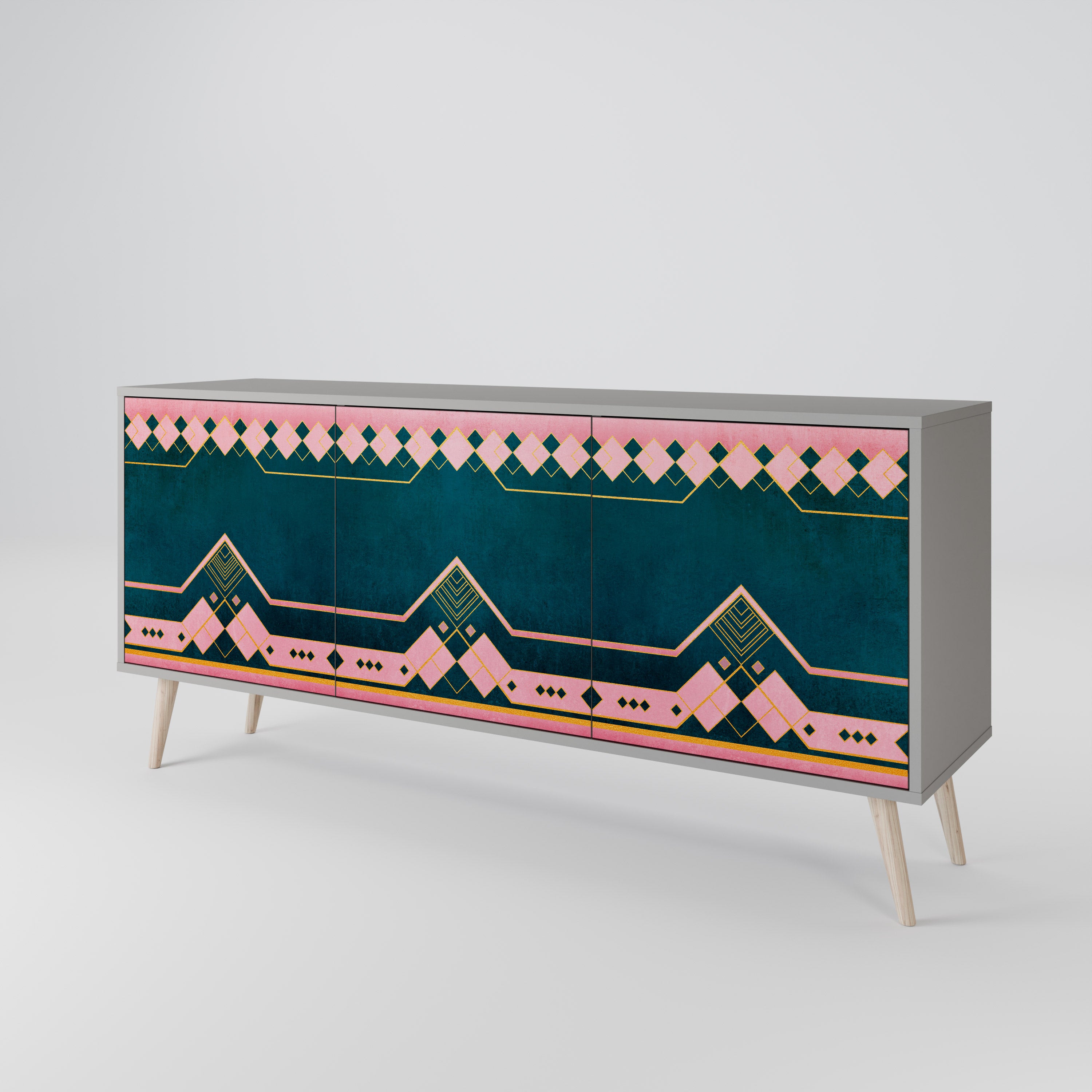 ROYAL COMPOSITION 3-Door Sideboard in Grey Finish