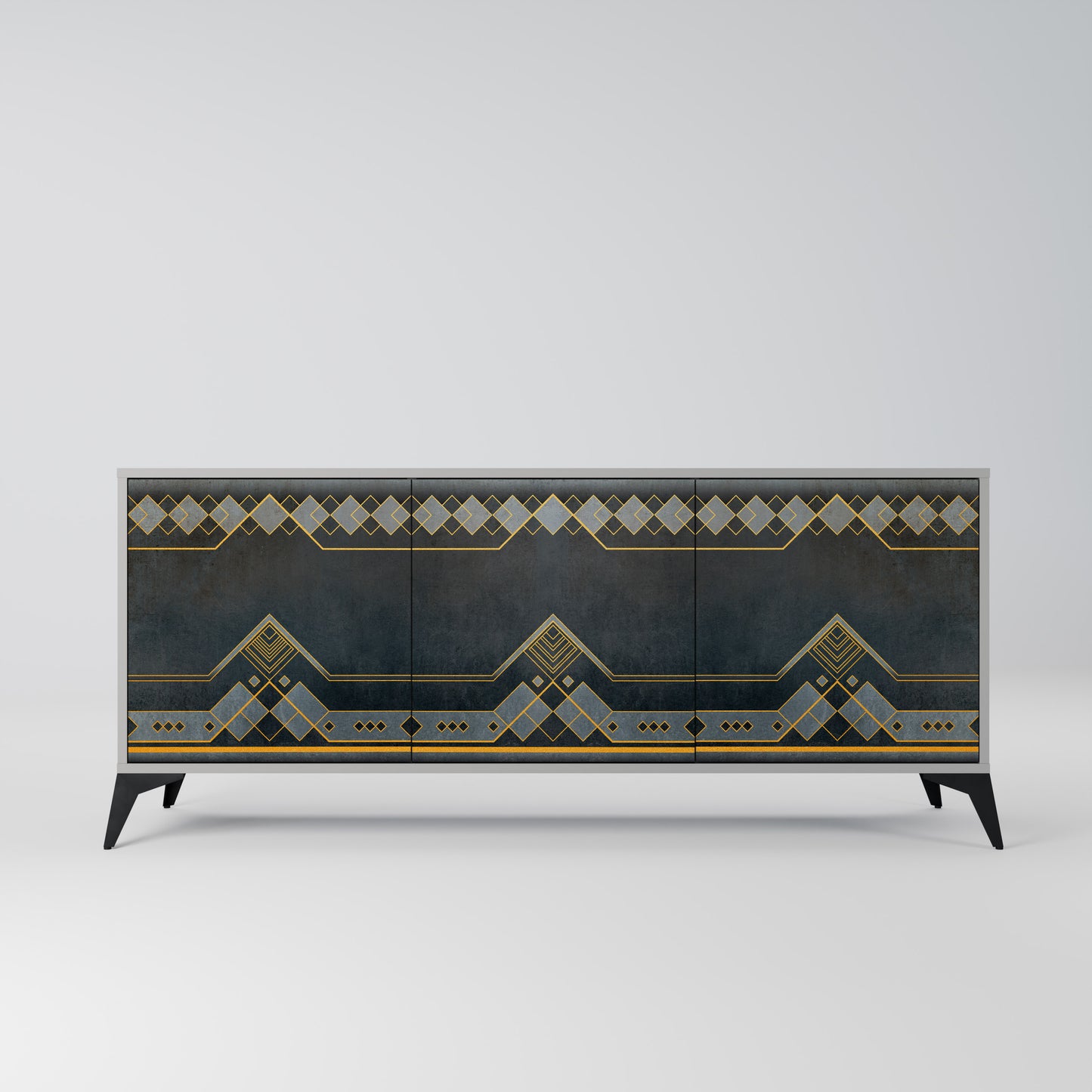 ROYAL ORDINARINESS 3-Door Sideboard in Grey Finish