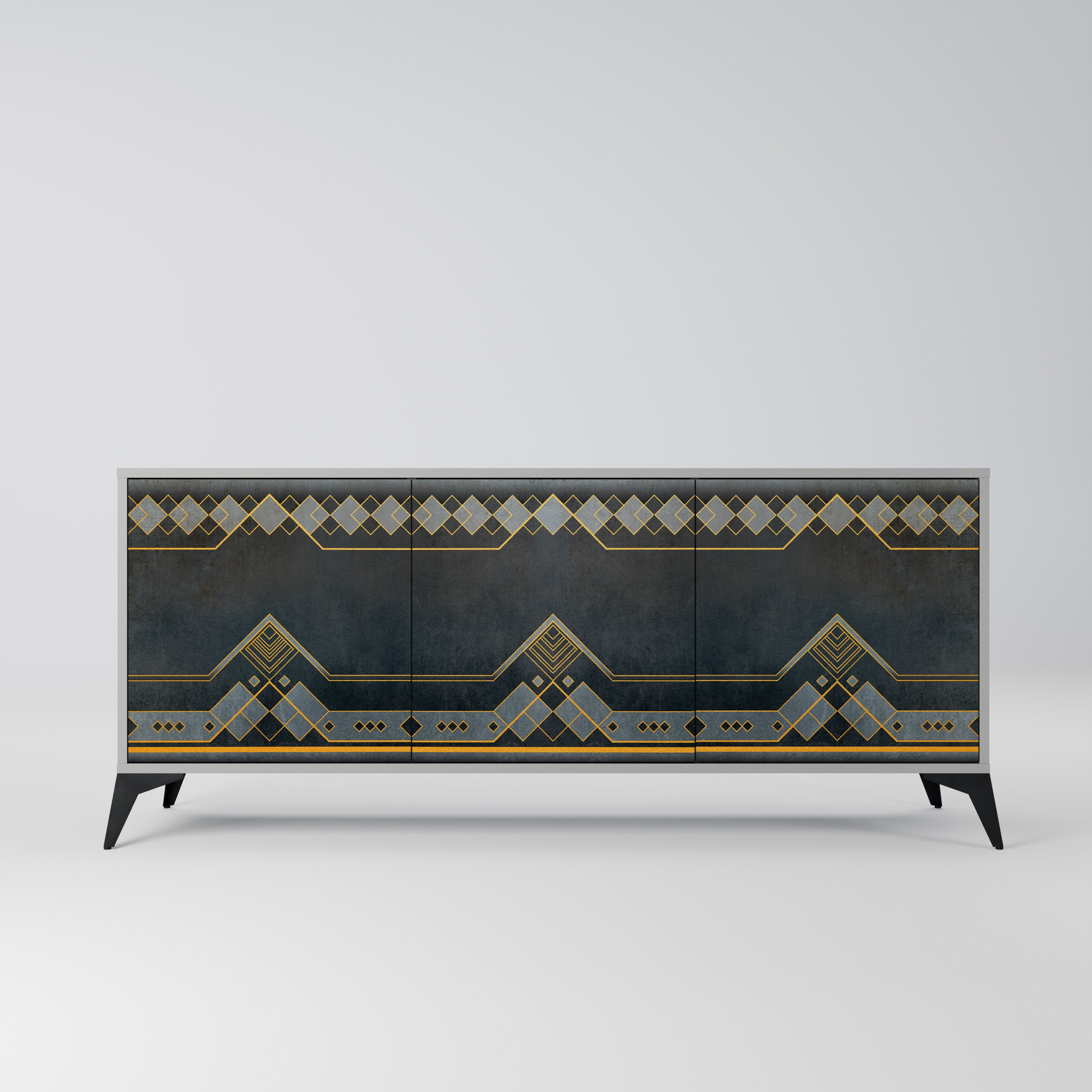 ROYAL ORDINARINESS 3-Door Sideboard in Grey Finish