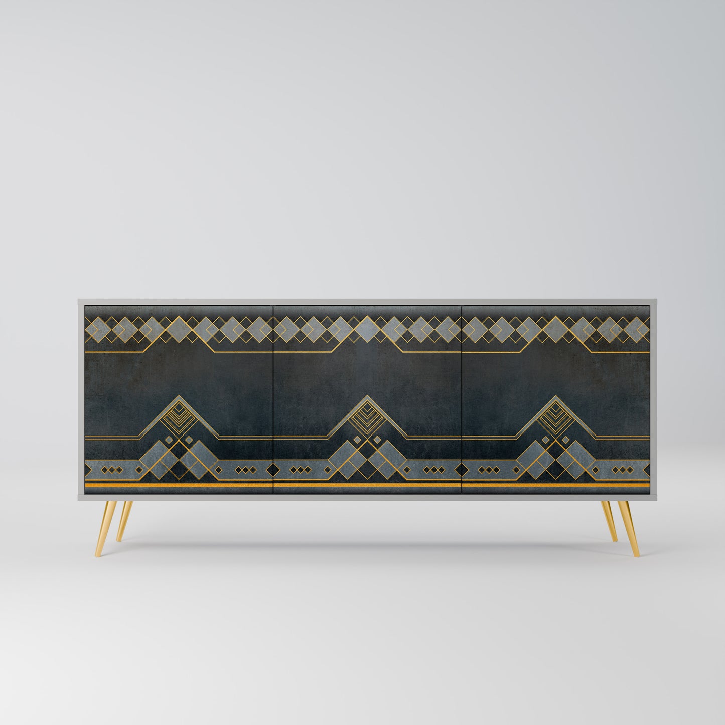 ROYAL ORDINARINESS 3-Door Sideboard in Grey Finish
