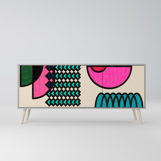 GEOMETRIC RHAPSODY 3-dörrars skänk i grå finish