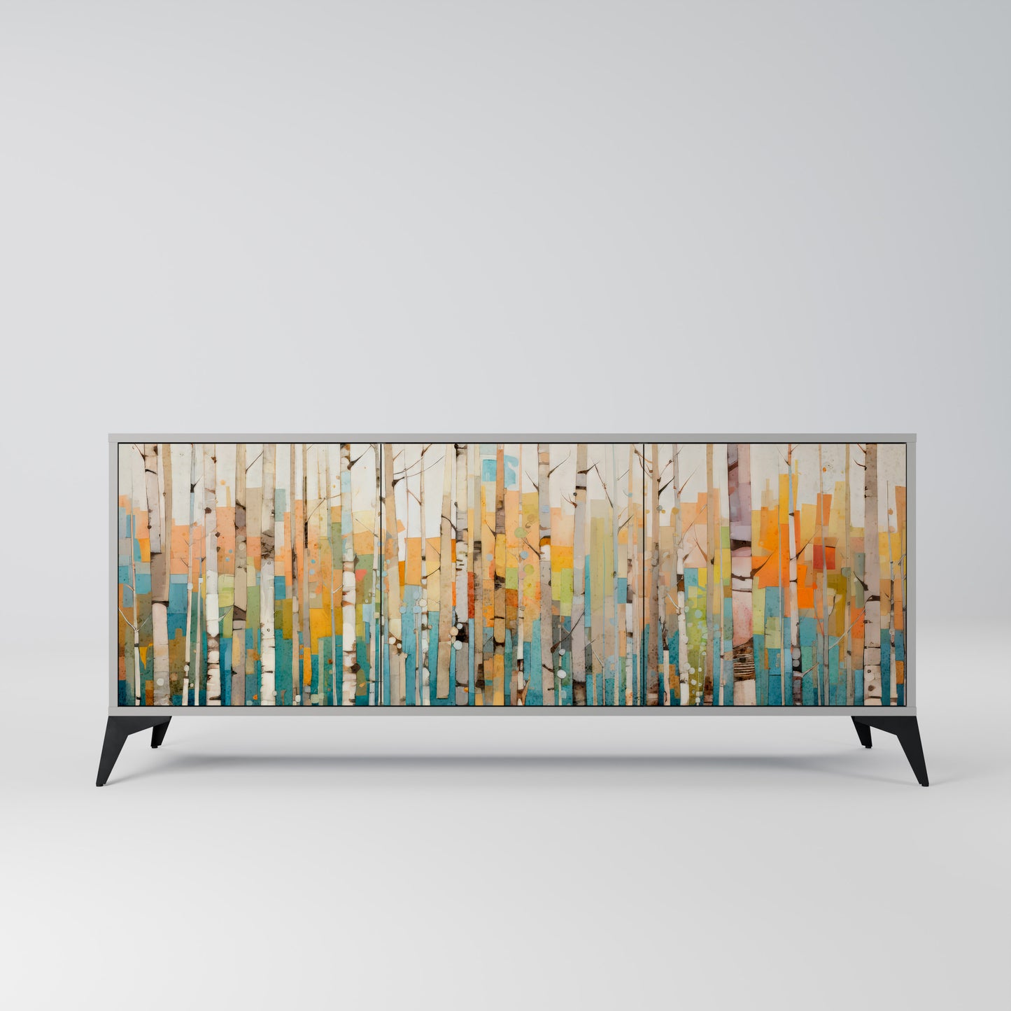 BIRCH KALEIDOSCOPE 3-Door Sideboard in Grey Finish
