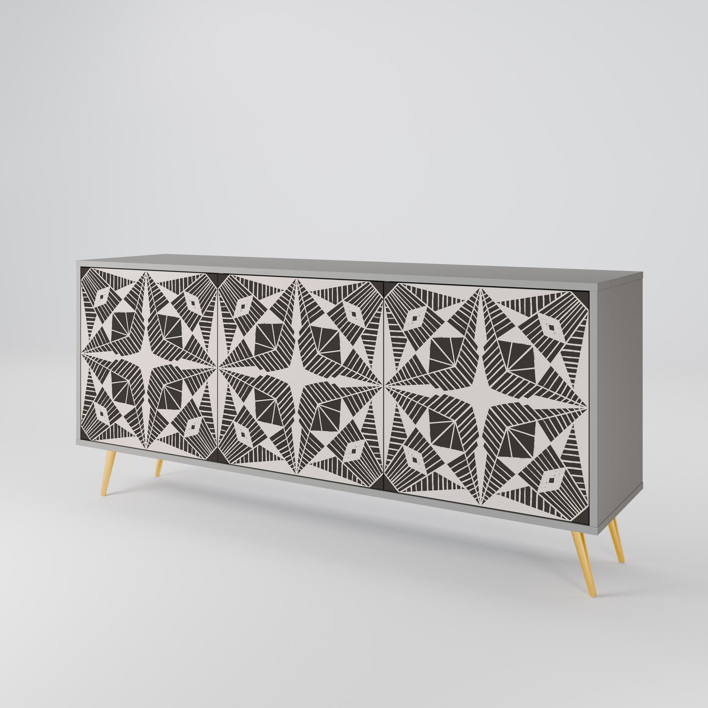 MONOCHROME NEXUS 3-Door Sideboard in Grey Finish