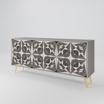 MONOCHROME NEXUS 3-Door Sideboard in Grey Finish