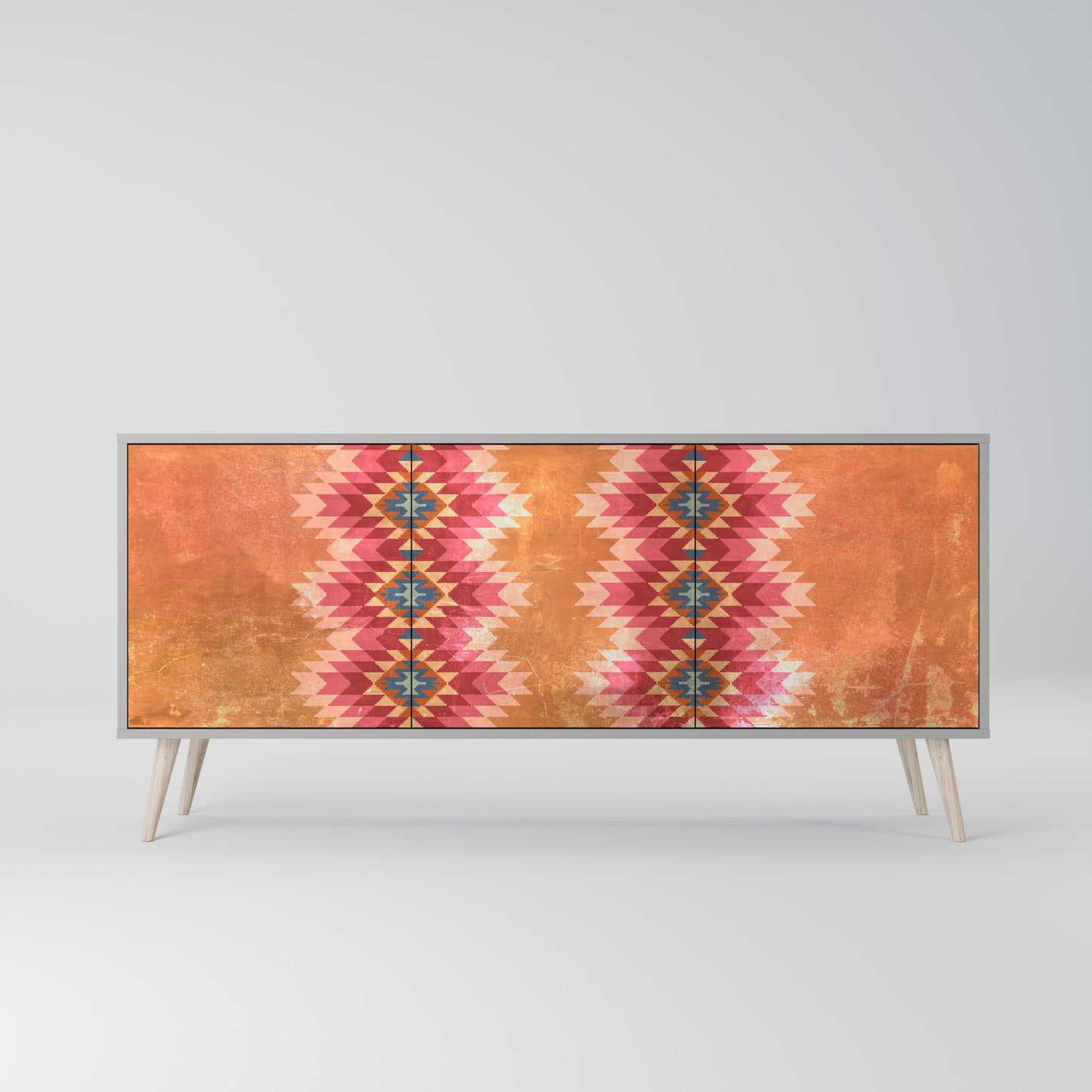INDIAN FOLK 3-Door Sideboard in Grey Finish