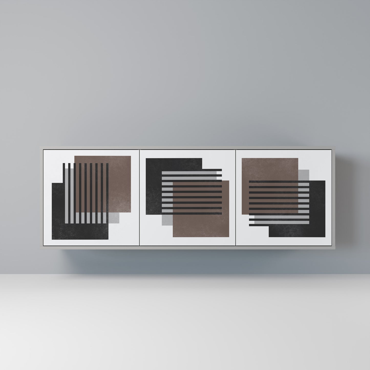 SHADOW SYNCHRONY 3-dörrars skänk i grå finish