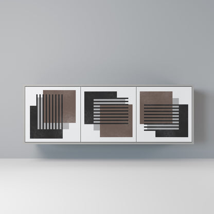 SHADOW SYNCHRONY 3-dörrars skänk i grå finish