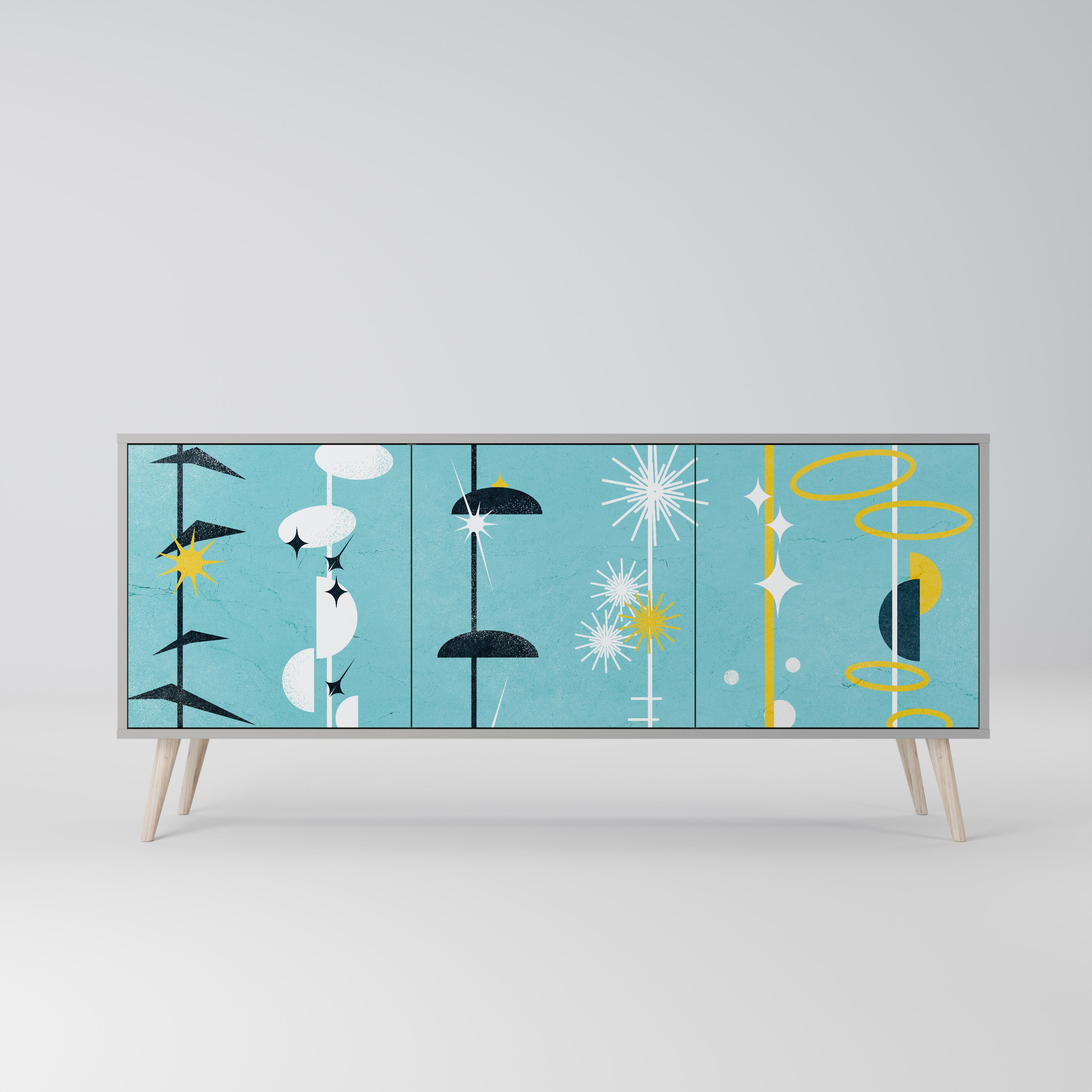 PATHS TO HAPPINESS 3-Door Sideboard in Grey Finish