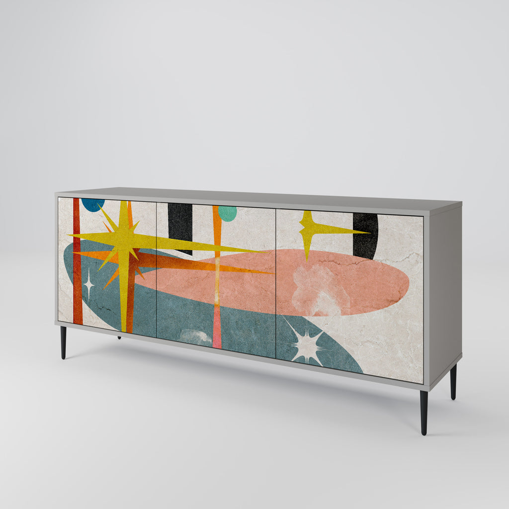 INTERSTELLAR VIBES 3-Door Sideboard in Grey Finish
