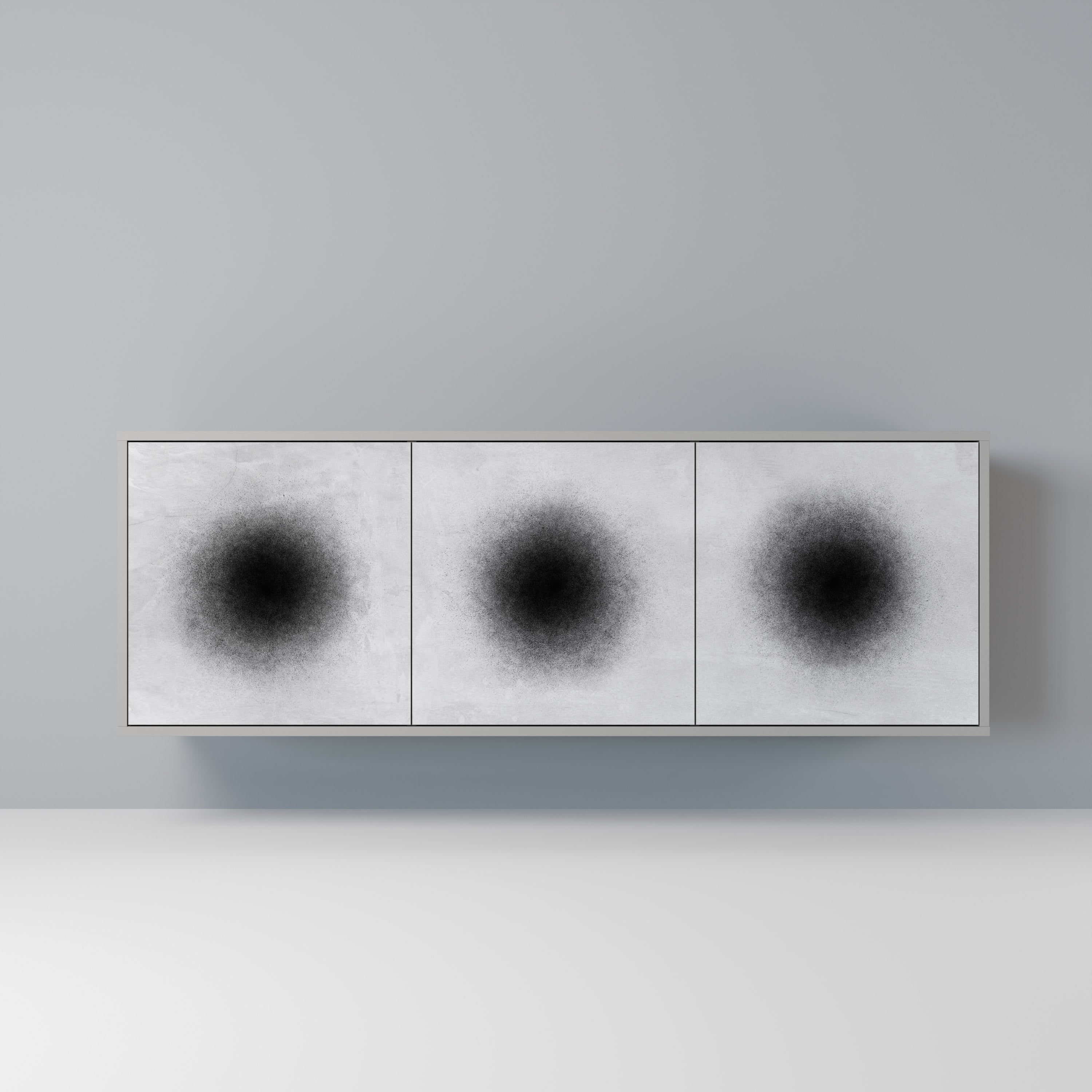 BLACK HOLE 3-Door Sideboard in Grey Finish