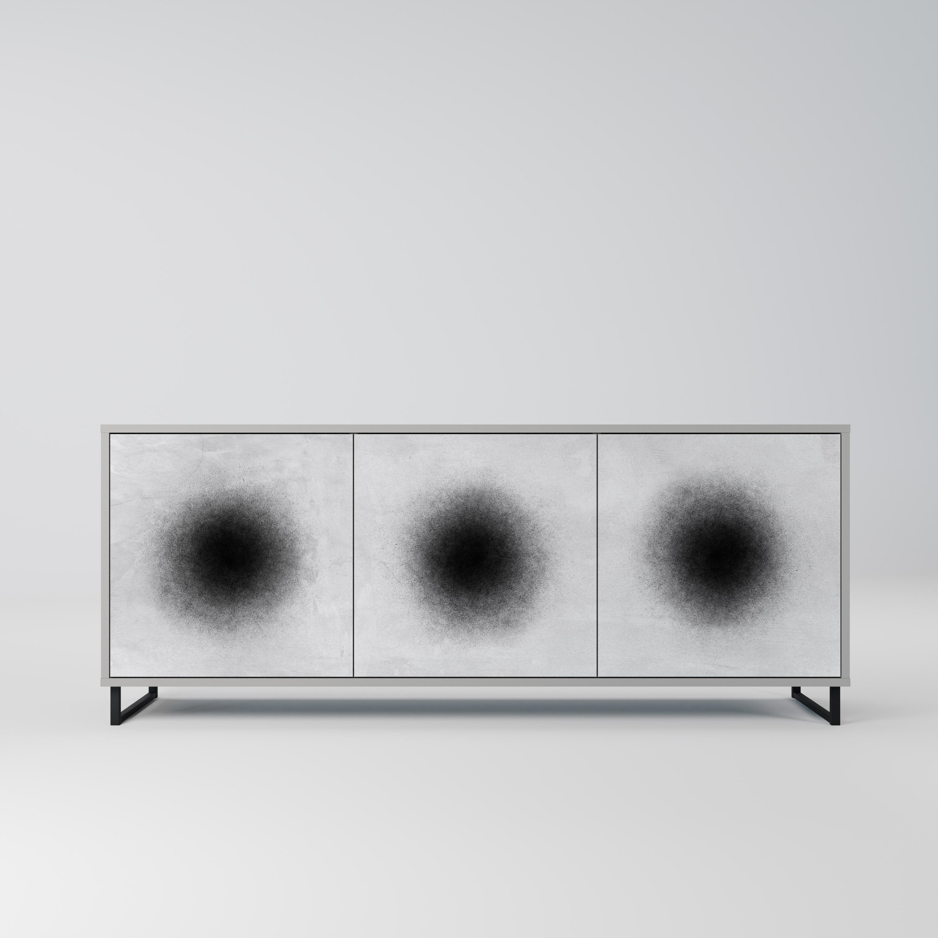 BLACK HOLE 3-Door Sideboard in Grey Finish