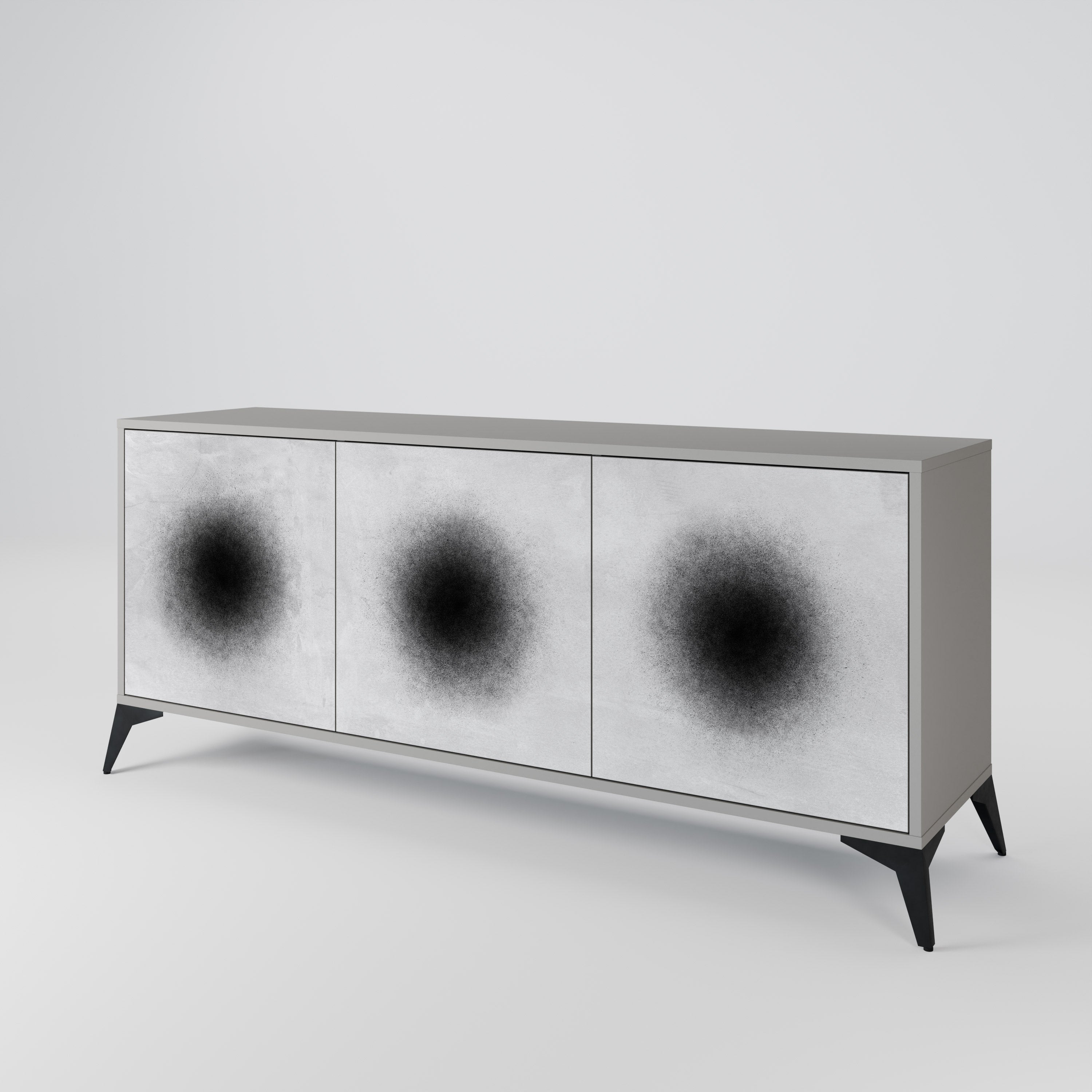 BLACK HOLE 3-Door Sideboard in Grey Finish