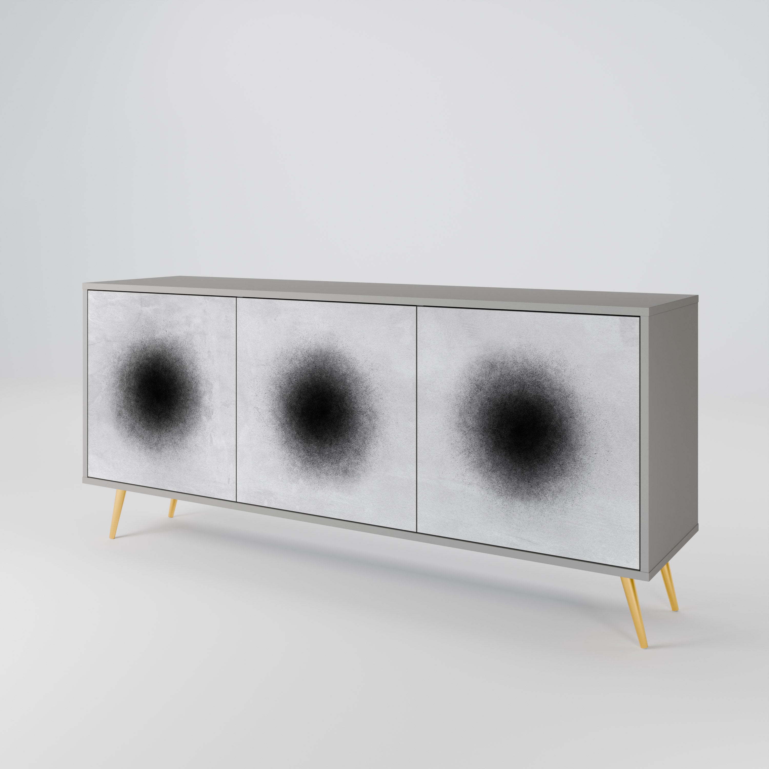 BLACK HOLE 3-Door Sideboard in Grey Finish