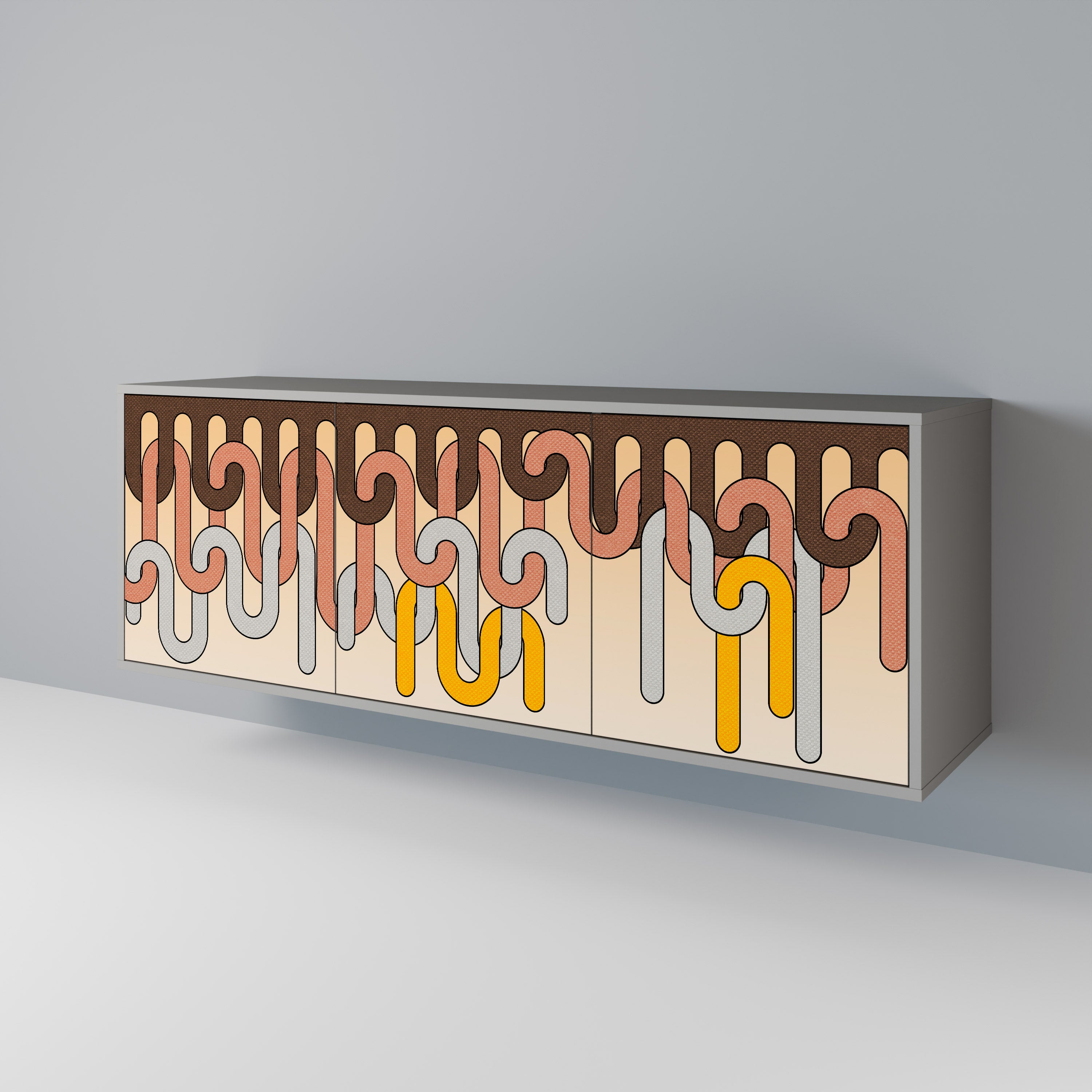 COLORFUL STRINGS Skänk med tre dörrar