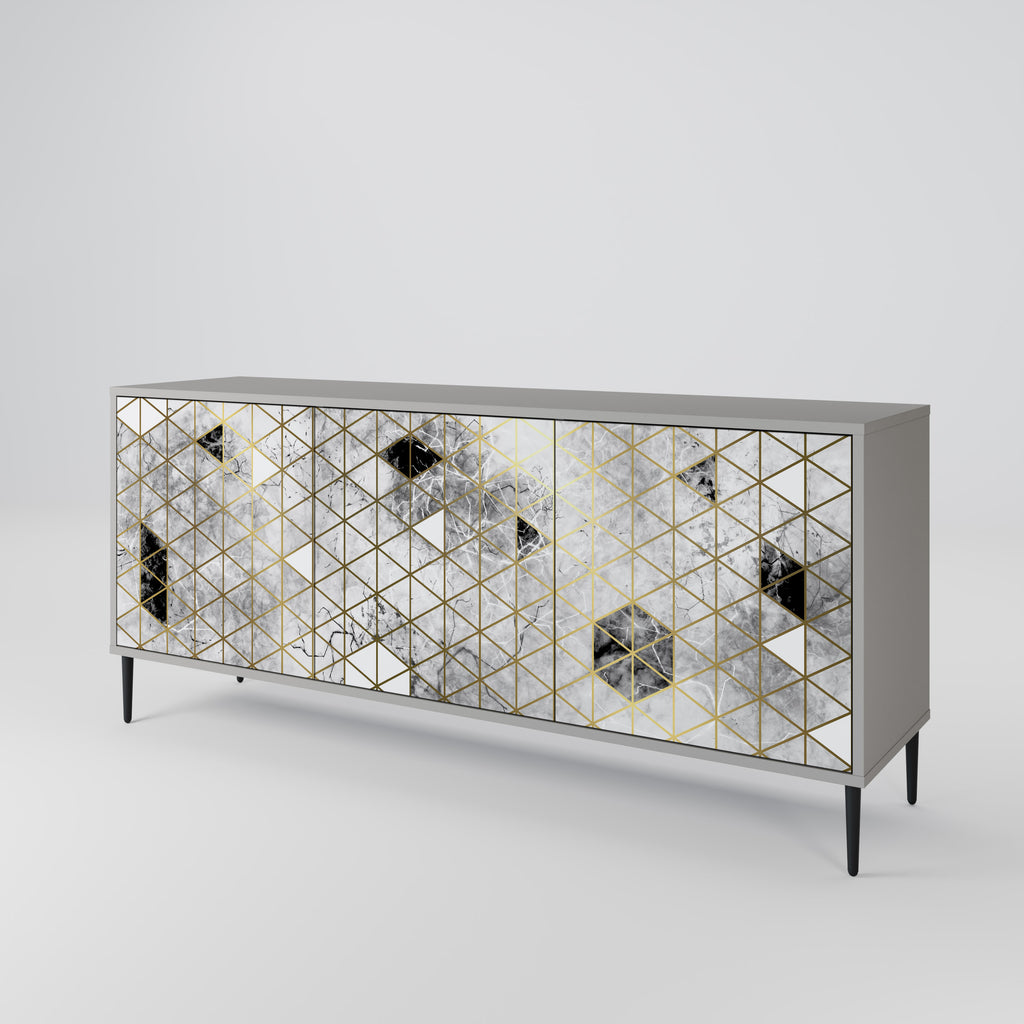 ASHEN ARIA 3-Door Sideboard in Grey Finish