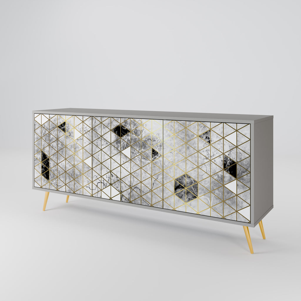 ASHEN ARIA 3-Door Sideboard in Grey Finish