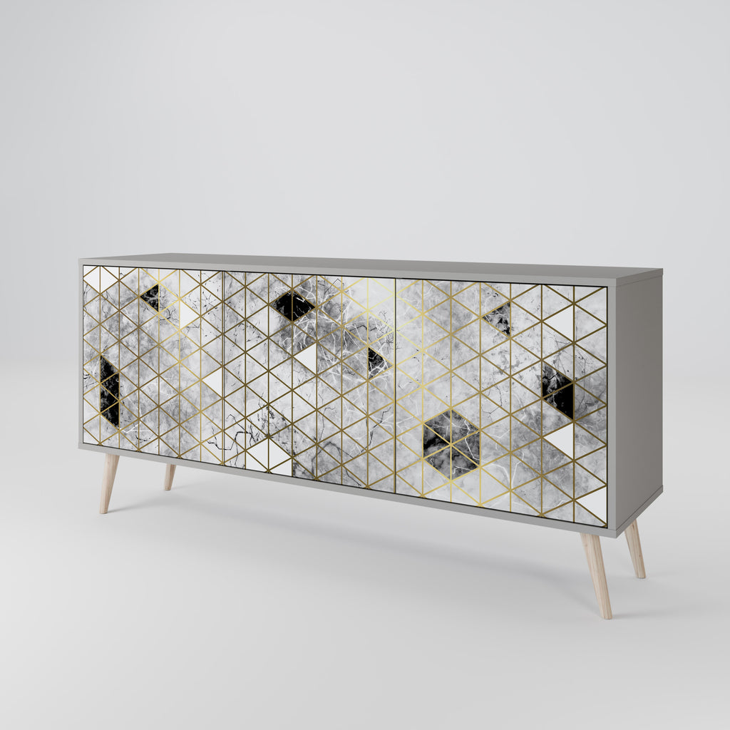 ASHEN ARIA 3-Door Sideboard in Grey Finish