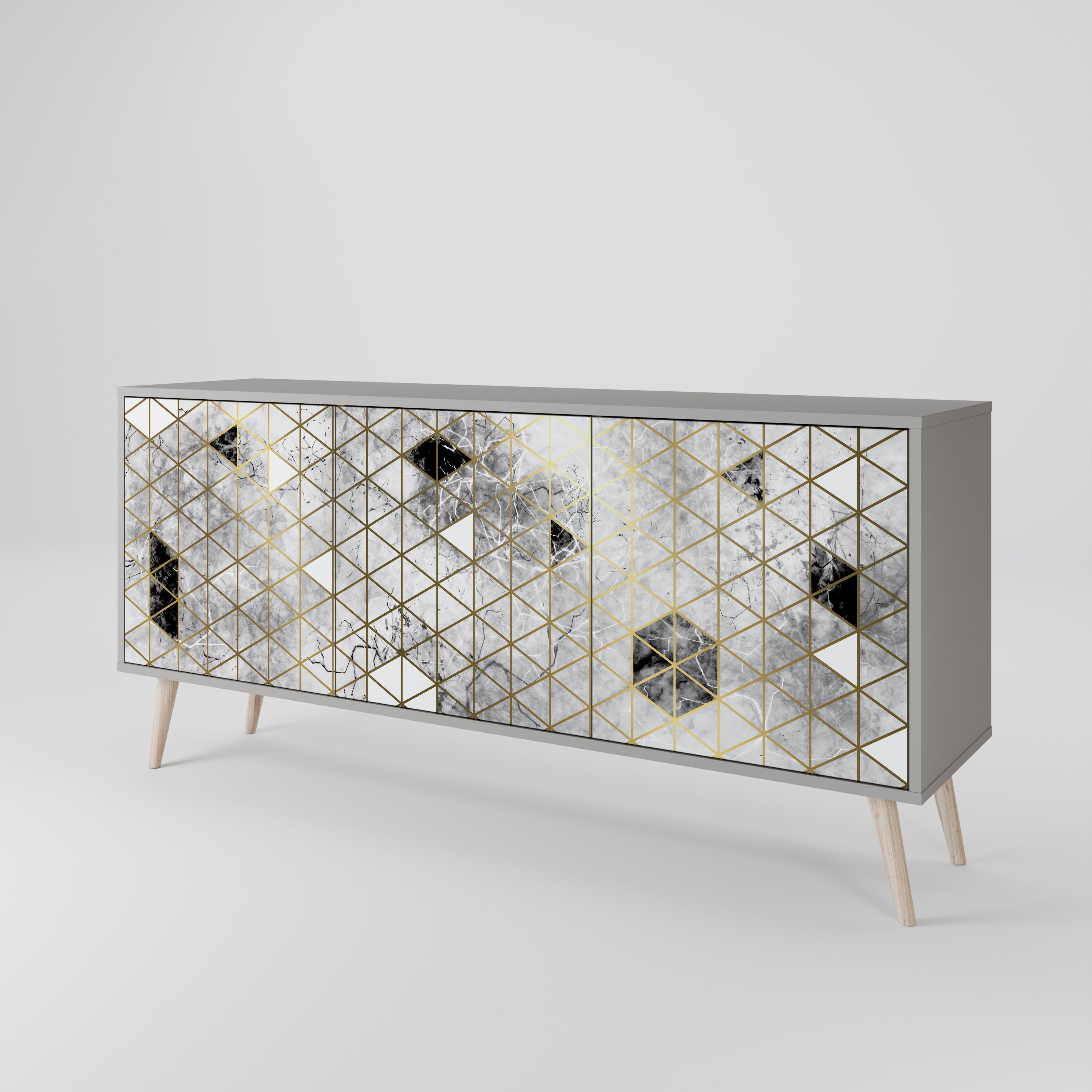 ASHEN ARIA 3-Door Sideboard in Grey Finish
