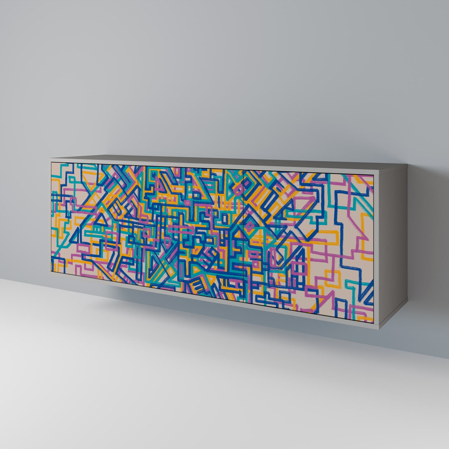 MEMORIES MAP 3-dörrars skänk i grå finish