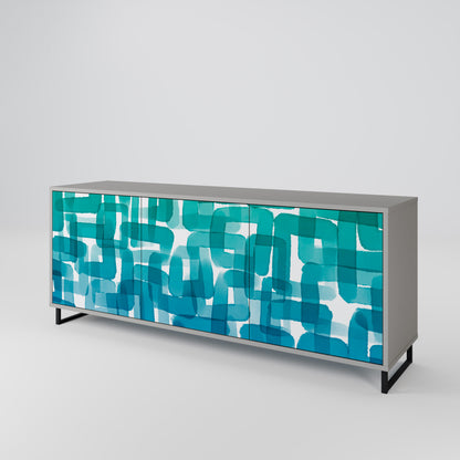 TURQUOISE RECTANGLES Skänk med tre dörrar